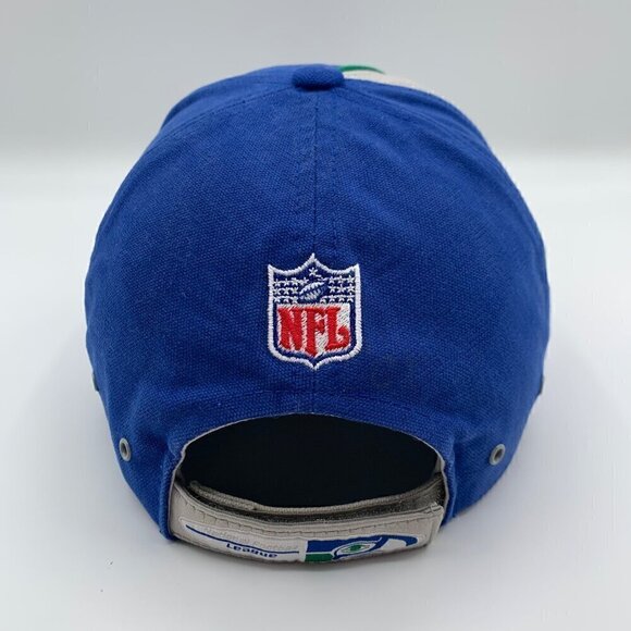 Seattle Seahawks NFL Vintage Blue Gray Reebok Adjustable Strapback Hat - Picture 4 of 7
